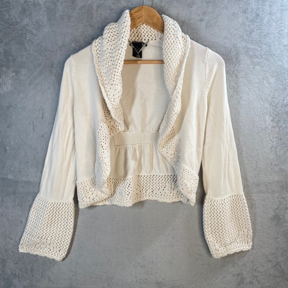 Lucky Brand Sweaters - Vintage Lucky Brand Cardigan Sweater Small Crochet Trim Boho Indie Cottagecore